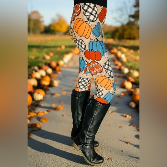 OS/TC/TC2 NEW Womens Pumpkin Thanksgiving Leggings Buttery Soft Yoga Pants - Picture 8 of 13